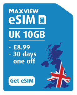 Maxview eSIM - 10GB Data - For UK - No Subscription